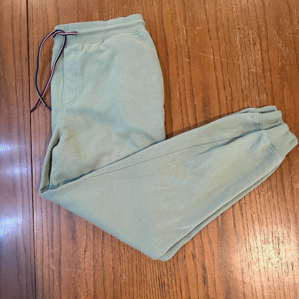 Tommy Hilfiger Mens Jogger Sweatpants Olive Green Fleece Drawstring Large